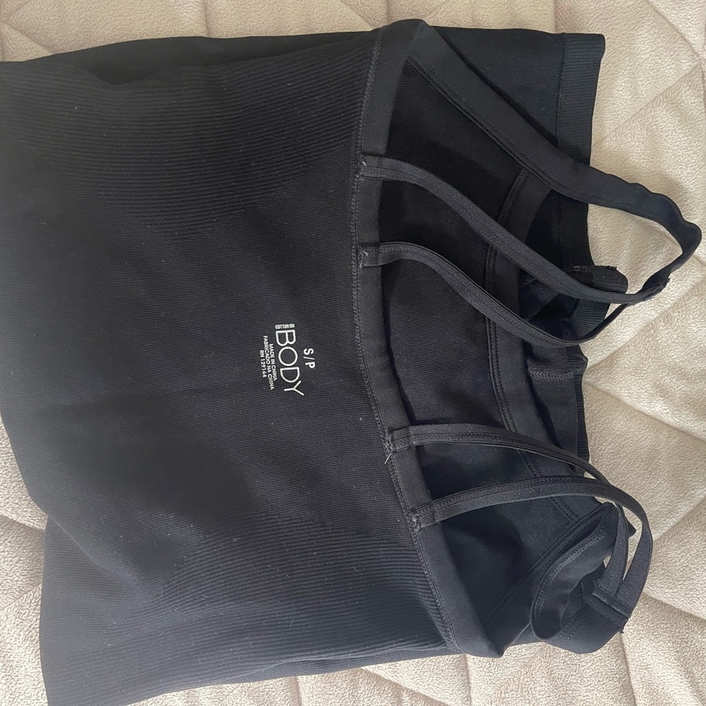 Cotton On Body Black Ribbed Strappy Crop Top
